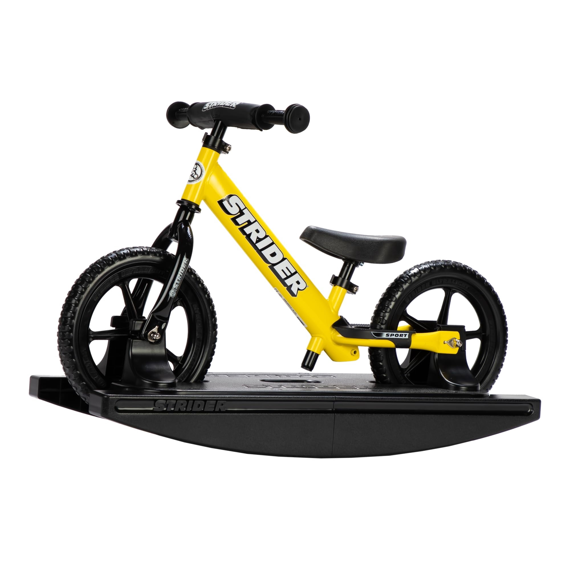 Strider 12” Sport Bike (Orange) + Rocking Base - Helps Teach Baby