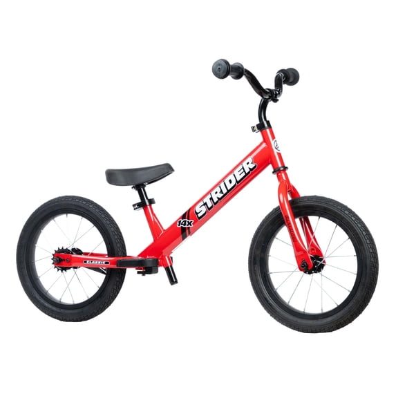 Strider 14x Classic, Rocket Red - Balance Bike for Kids 3 to 6 Years - Includes Kid Sized Grips, Padded Seat, Performance Footrest, All-Purpose Tires-Easy Assembly, Tool-Free Adjustments