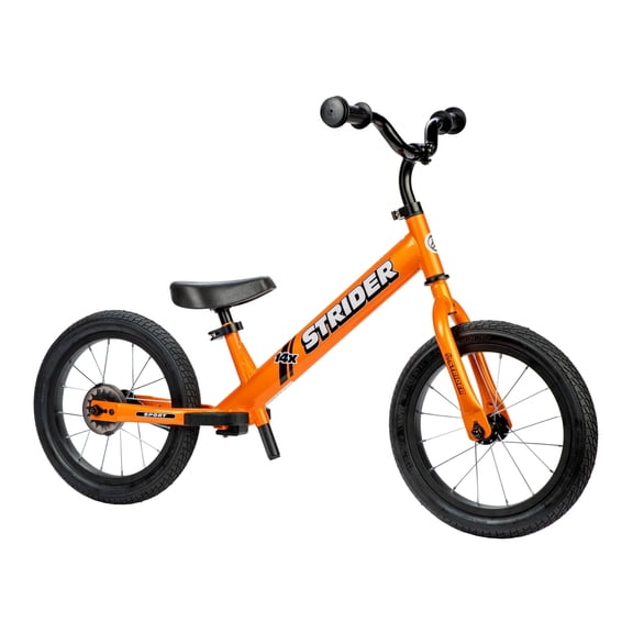 Strider 14x Classic, Totally Tangerine - Balance Bike for Kids 3 to 6 Years - Includes Kid Sized Grips, Padded Seat, Performance Footrest, All-Purpose Tires Easy Assembly, Tool-Free Adjustments