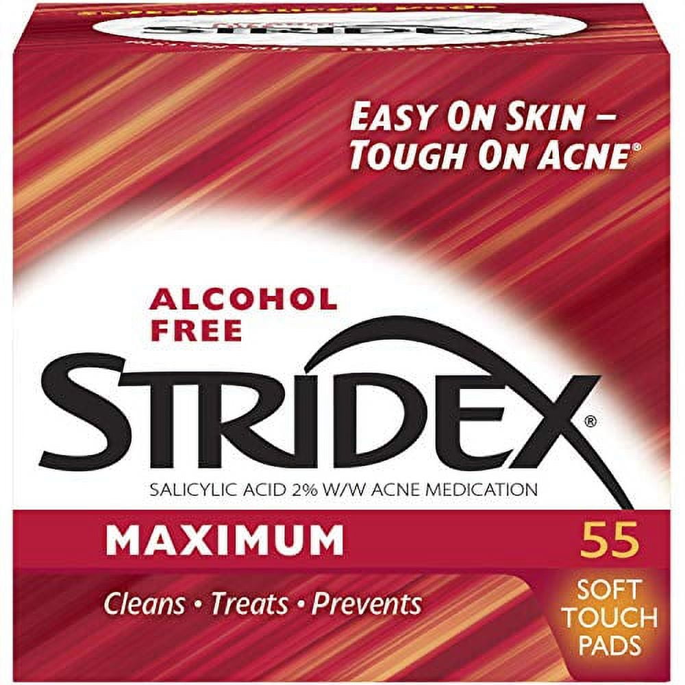 Stridex 2% Salicylic Acid with Acne Medication Maximum Soft Touch Pads 55Ct