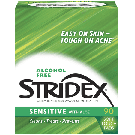 Stridex Daily Care Acne Pads with Aloe, Acne Medication, Sensitive Skin, 90 ct