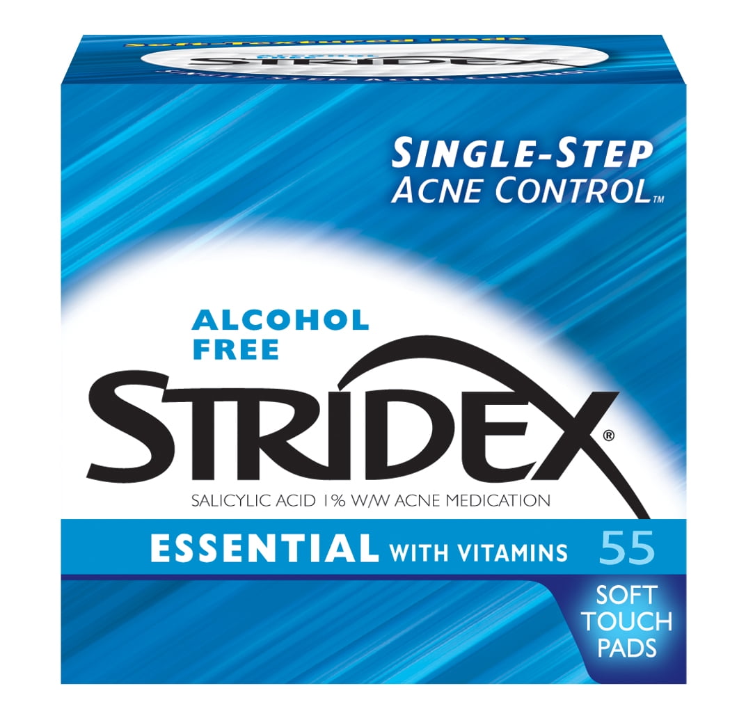 Stridex Medicated Acne Pads for Moderate Acne, Alcohol-Free, 55
