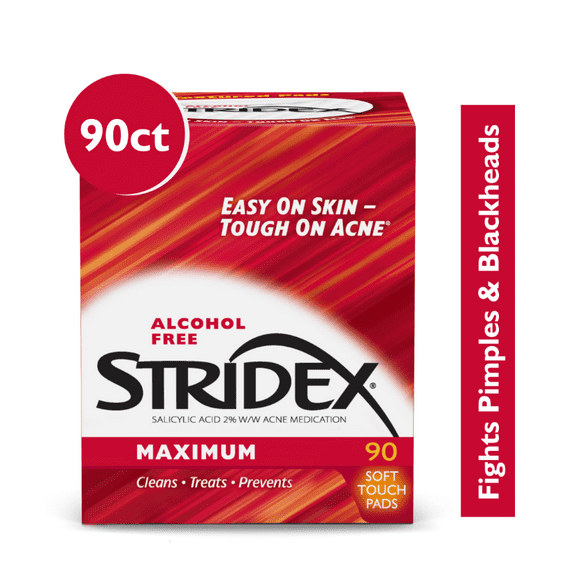 Stridex Medicated Acne Treatment Pads, Maximum Strength 2.0% Salicylic Acid, 90 Ct-Almohadillas para el acn