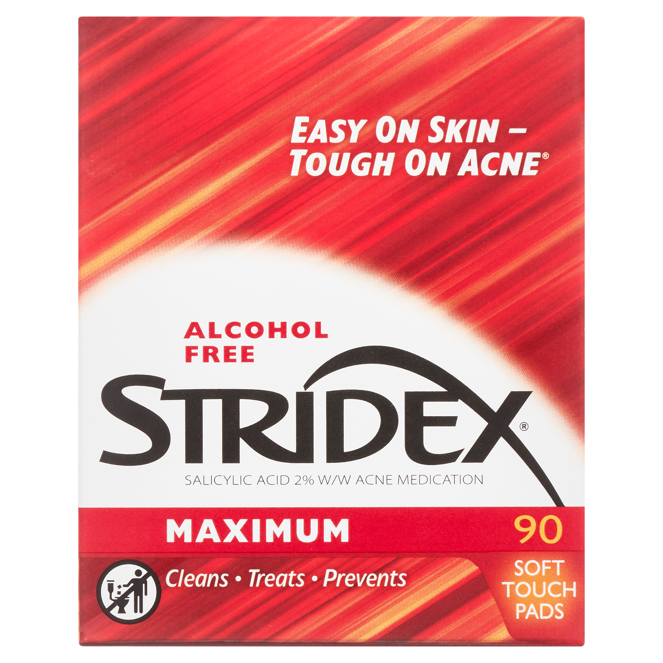 Stridex Medicated Acne Treatment Pads, Maximum Strength 2.0% Salicylic Acid, 90 Ct - image 1 of 13
