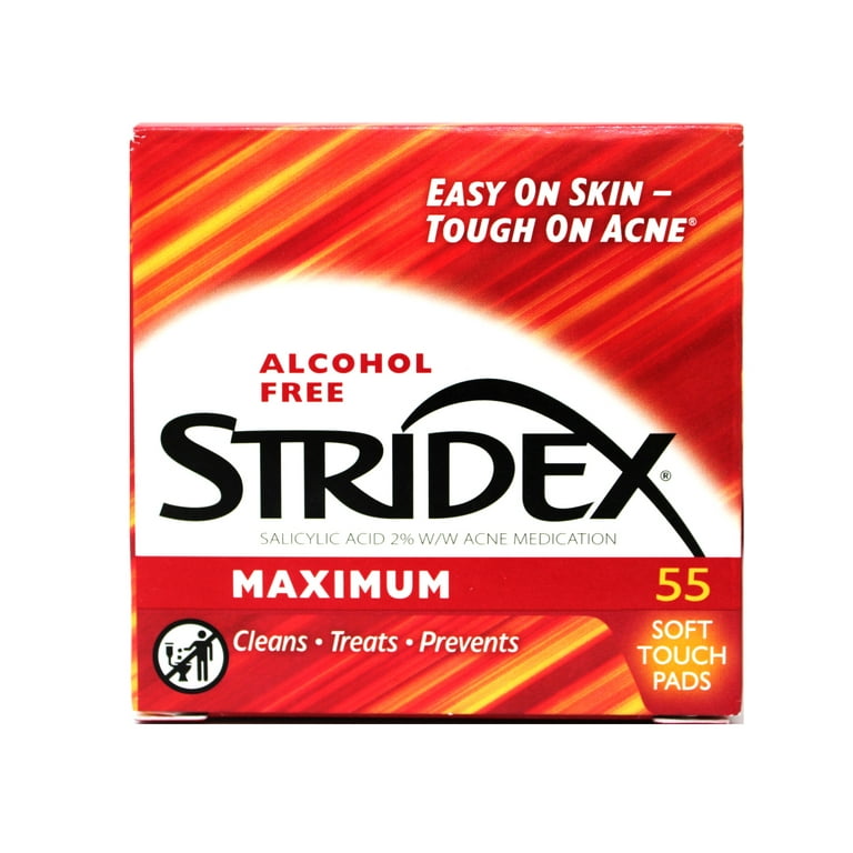 Stridex Medicated Acne Pads, 55 Count, Facial Cleansing Wipes with