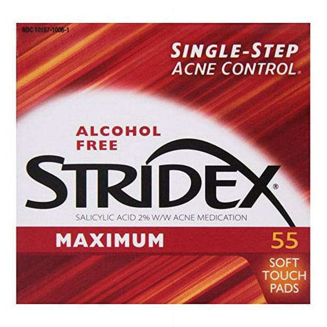 Stridex Triple Action Acne Pads With Salicylic Acid, Maximum Strength, Alcohol Free 55 Ea, 3 Pack
