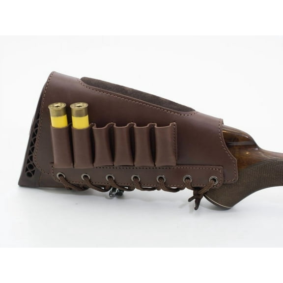 Stright Butt Stock Leather Cover Shotgun Ammo Shell Holder Cheek Rest Padded