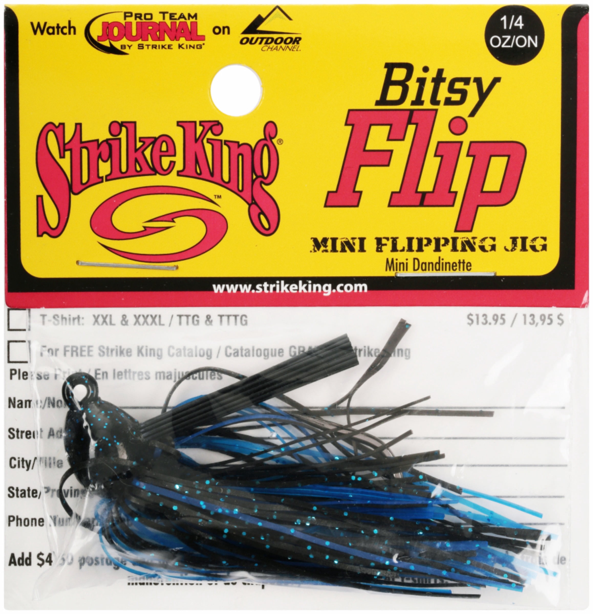 Mini Jig Strike King Bitsy Bug 3/16 Oz - Noir/bleu Flocon - Leurre Pêche