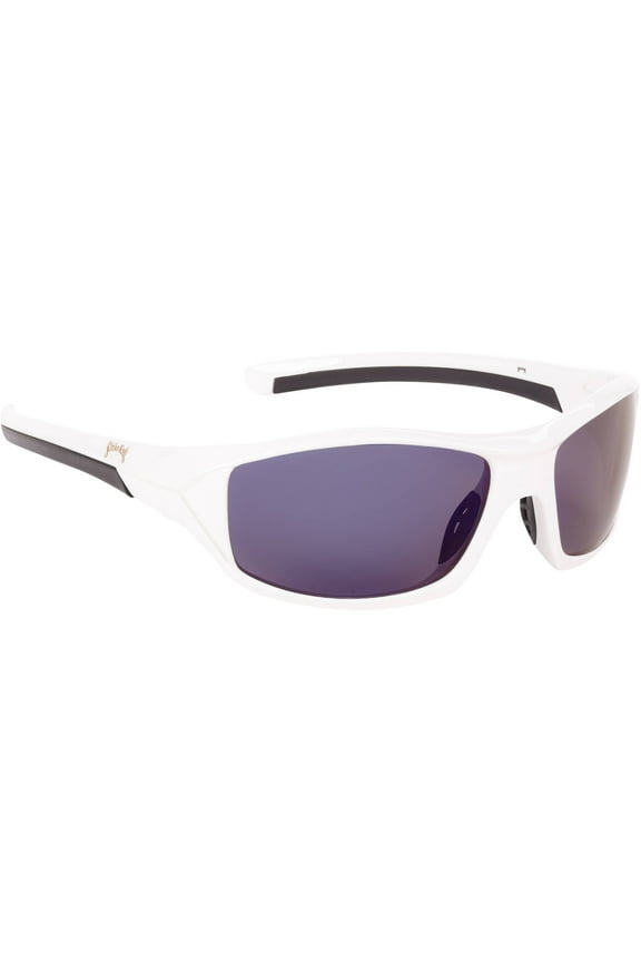 Performance Polarized Sunglasses White Frame with Blue Mirror Lens Full Rim Frame Male and Female, Adult