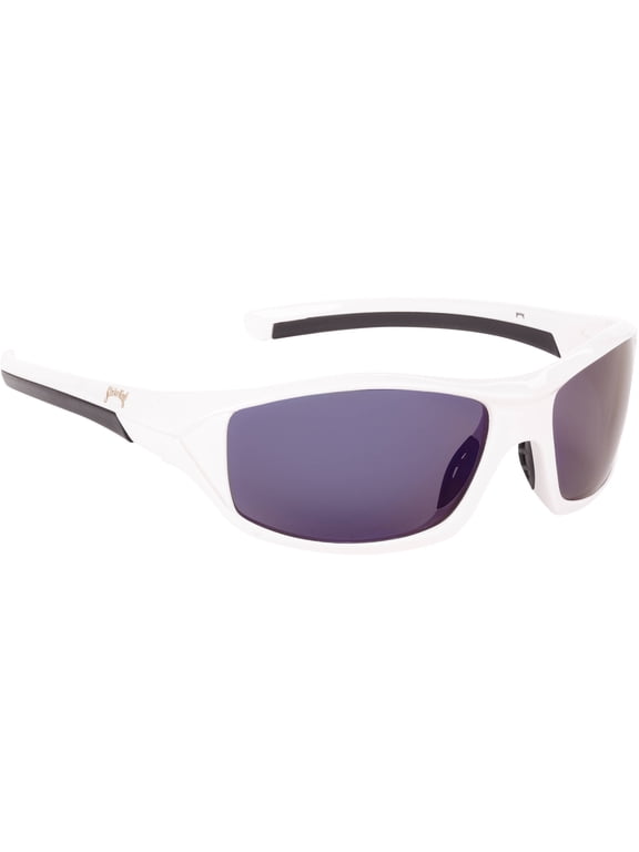 Performance Polarized Sunglasses White Frame with Blue Mirror Lens Full Rim Frame One size