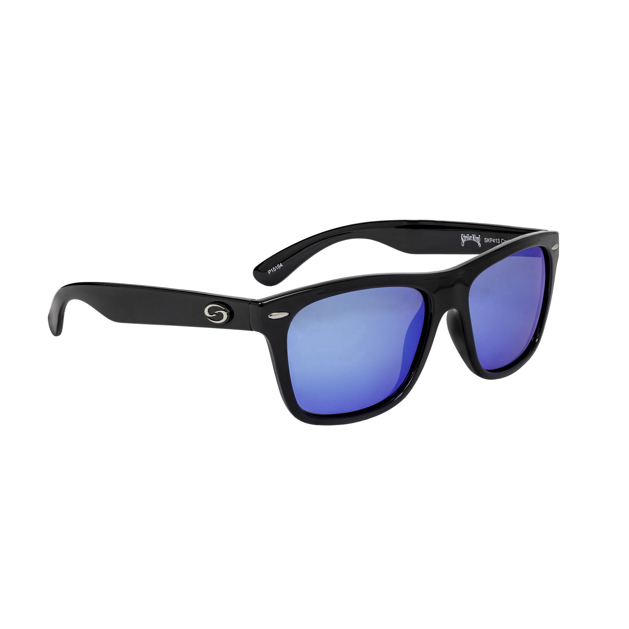 Strike King Plus Cash Sunglasses, Shiny Black Frame, Blue Mirror