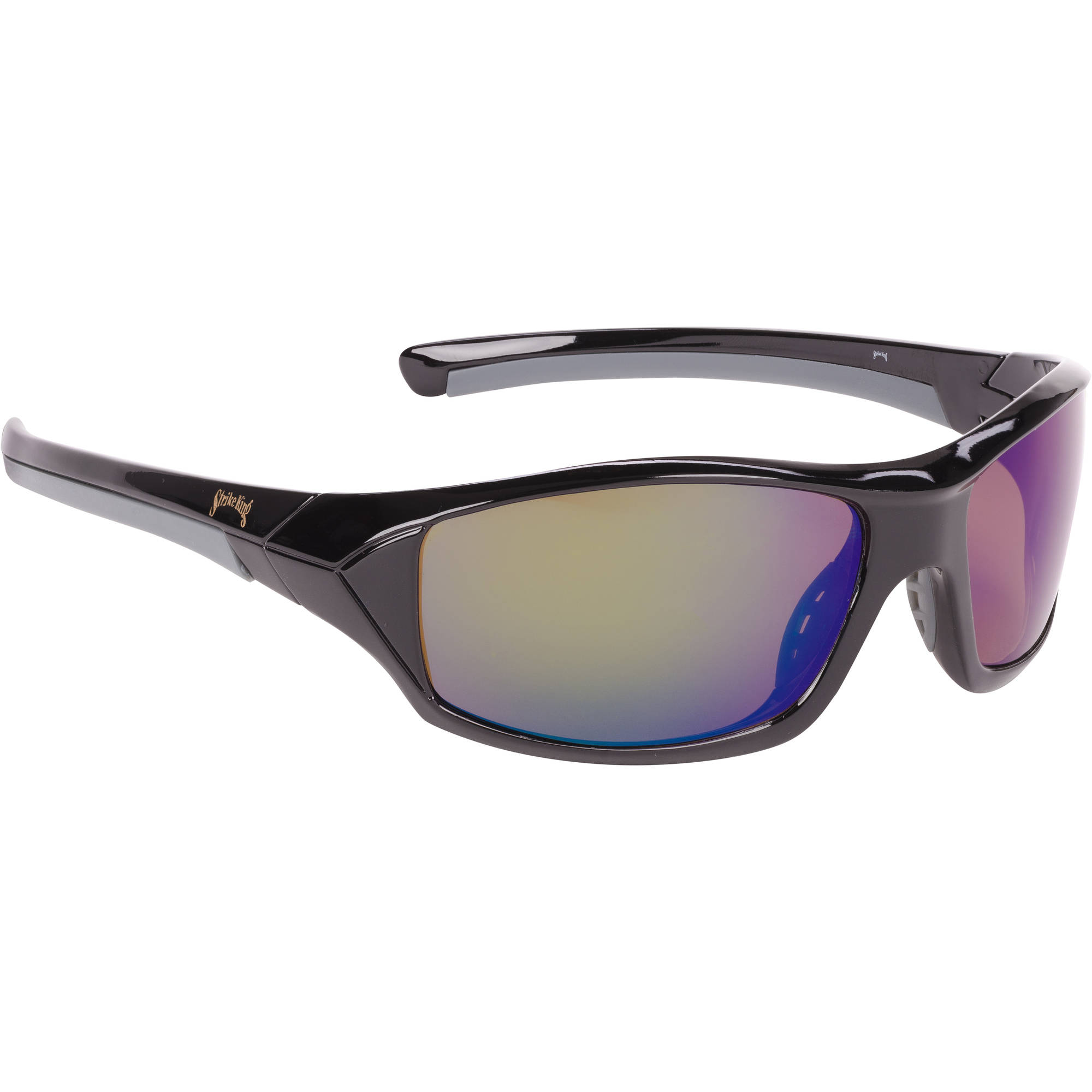 Strike King Polarized Performance Sunglasses Shiny Black Frame with Blue Mirror Lens Full Rim Frame, Male Adult - image 1 of 7
