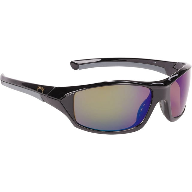 Strike King Polarized Performance Sunglasses Shiny Black Frame with Blue Mirror Lens Full Rim Frame, Male Adult