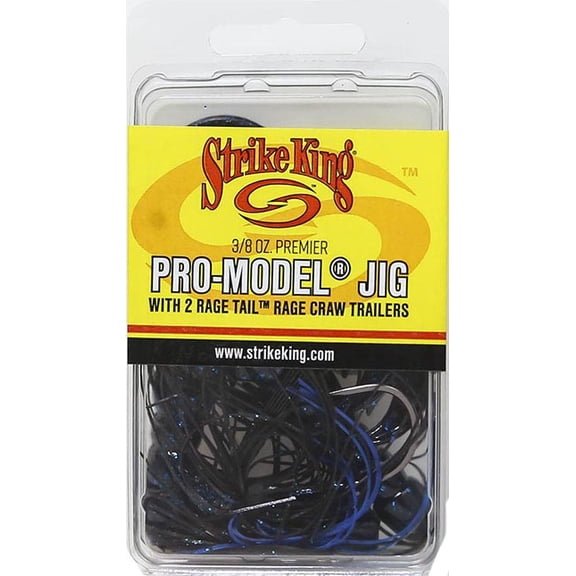 Strike King Premier Pro-Model Jig 3/8oz Rage Craw Black Blue Bass Jig