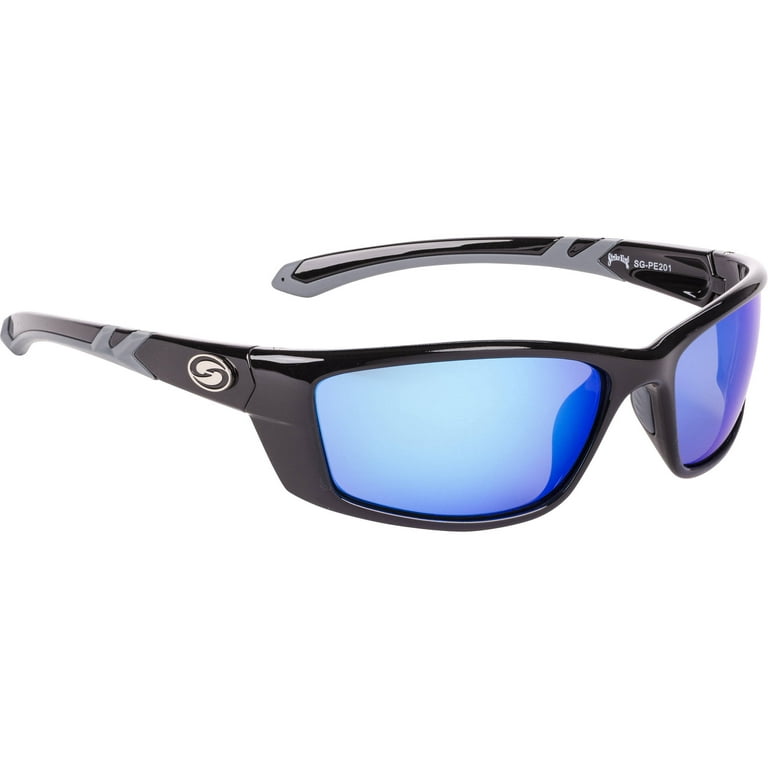 Strike King Pro Performance Elite Polarized Sunglasses Black Frame with  Blue Mirror Lens Full Rim Frame, Male and Female, Adult