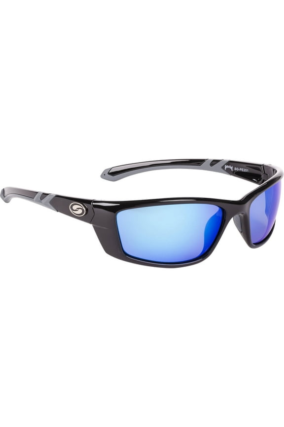 Pro Performance Elite Polarized Sunglasses Black Frame with Blue Mirror Lens Full Rim Frame, Male and Female, Adult