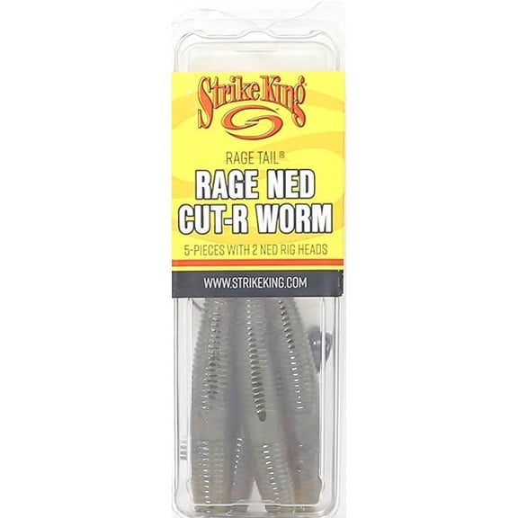 Strike King Rage Ned Cut-R Worm Green Pumpkin Soft Bait Lure