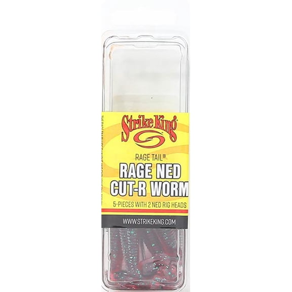 Strike King Rage Ned Cut-R Worm Red Bug Soft Bait Lure