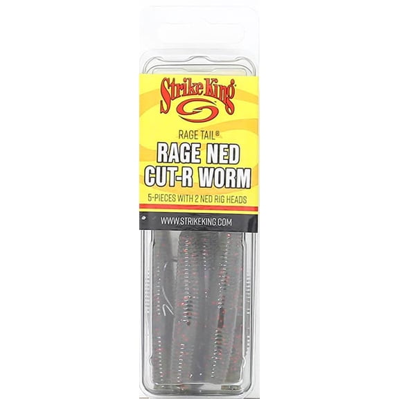 Strike King Rage Ned Cut-R Worm Watermelon Flake Soft Bait Lure