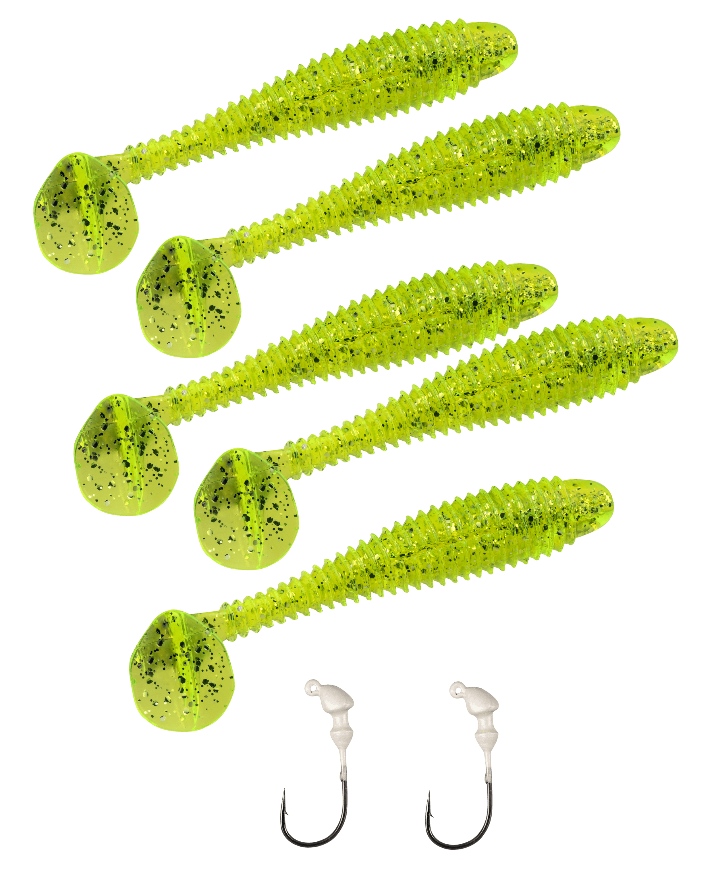 Strike King Rage Swimmer Kit 3 3/4" Chartreuse Silver Flake Soft Bait Lure