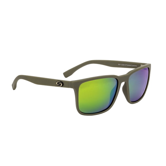Strike King S11 Rogue Sunglasses, Dark Earth Frame, Green Mirror Lens, Hard Case, Micro-Fiber Cloth, Retainer