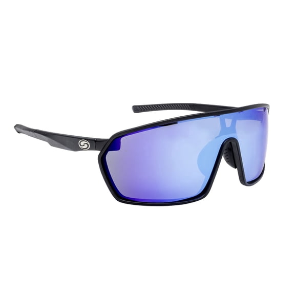 Strike King S11 Winyah Sunglasses, Matte Black Frame, Blue Mirror Lens, Hard Case, Micro-Fiber Cloth, Retainer