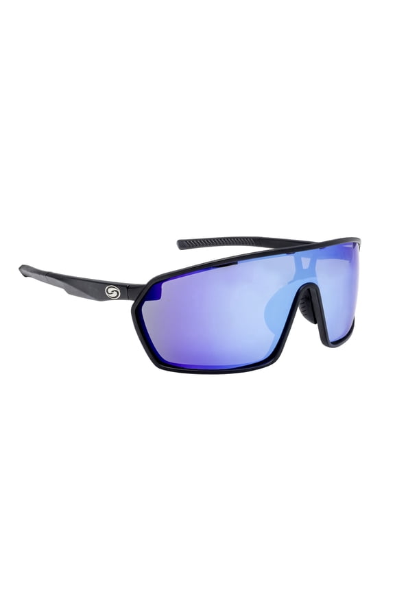 S11 Winyah Sunglasses, Matte Black Frame, Blue Mirror Lens, Hard Case, Micro-Fiber Cloth, Retainer
