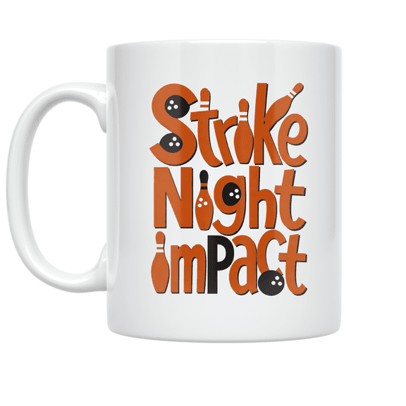 Strike Night Impact Kinetic Text Design - Bowling Enthusiast - 11 oz Ceramic Coffee Mug