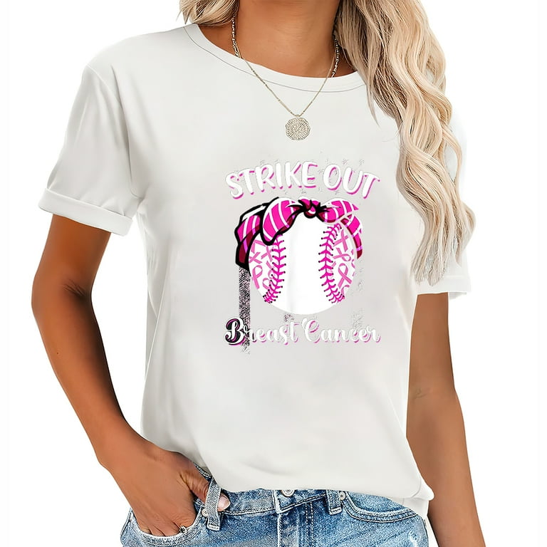 Strike Out Breast Cancer T-Shirt Pink Ribbon & Baseball Strike Out Breast Cancer T-Shirt Pink Ribbon & Baseball