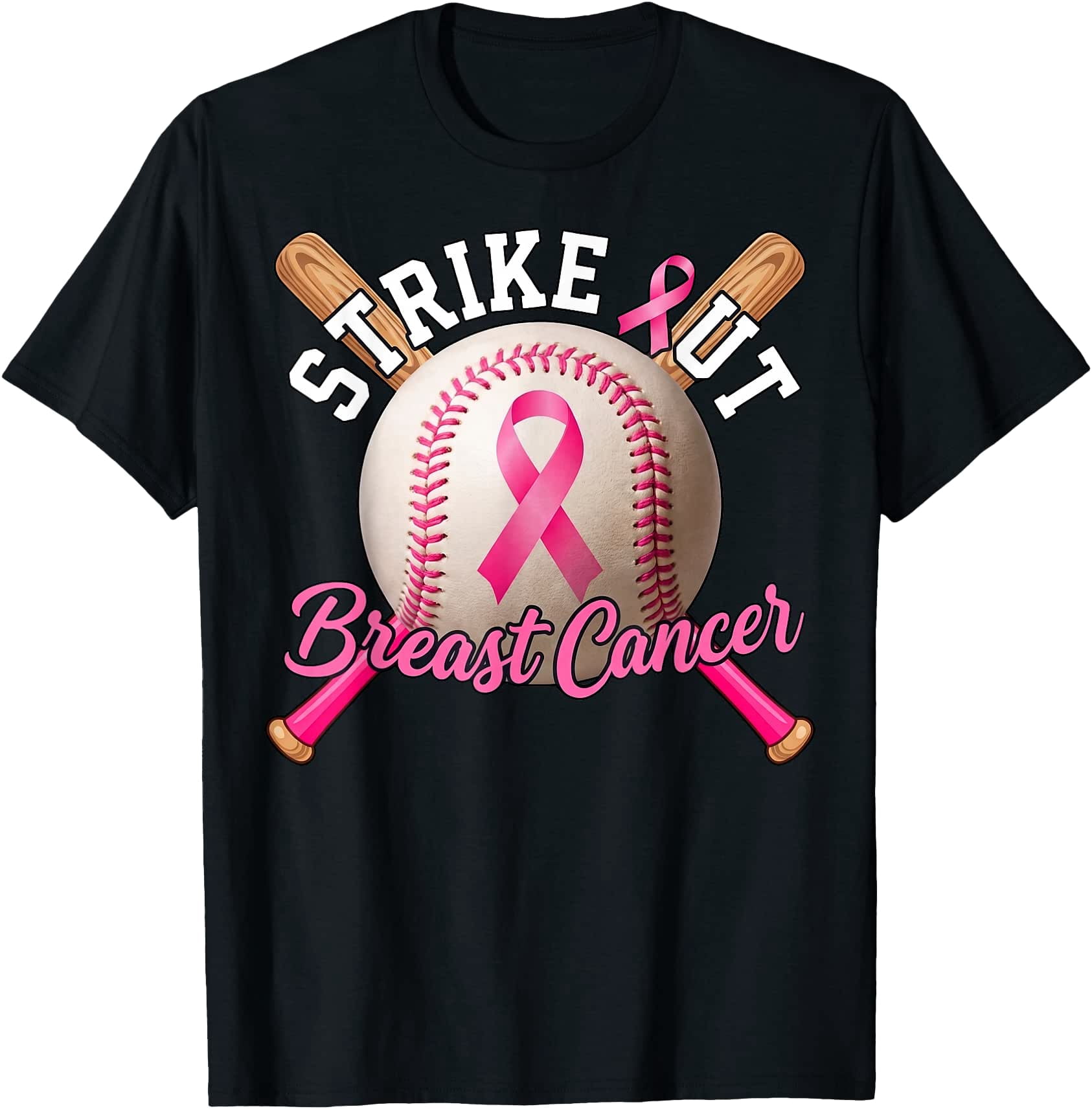 Sign Language For Pink Ribbon Strike Out Breast Cancer Warrior Baseball Pink Ribbon T-Shirt - Walmart.com