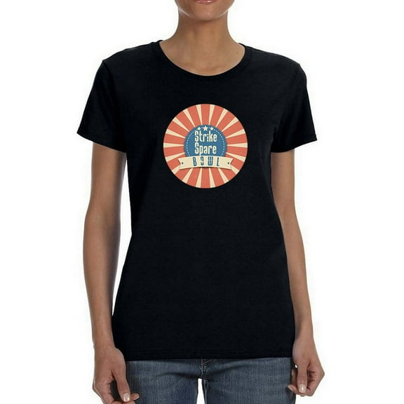 Strike Spare Bowl Women Black T-Shirt, Female x-Large