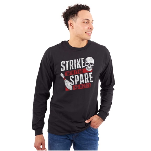 Strike Spare Funny Bowling Team Plus Size Long Sleeve Graphic Tee Shirt Brisco Brands 2X