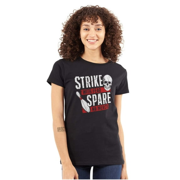 Strike Spare Funny Bowling Team Womens Fitted Plus Size Graphic Tee Brisco Brands 2X