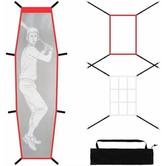 Strike Zone Net With Dummy Batter Training Aids, Softball Pitching Target for Baseball & Softball Accuracy Training, Applicable for Baseball, Lacrosse, Barrier of Backyard, Playground