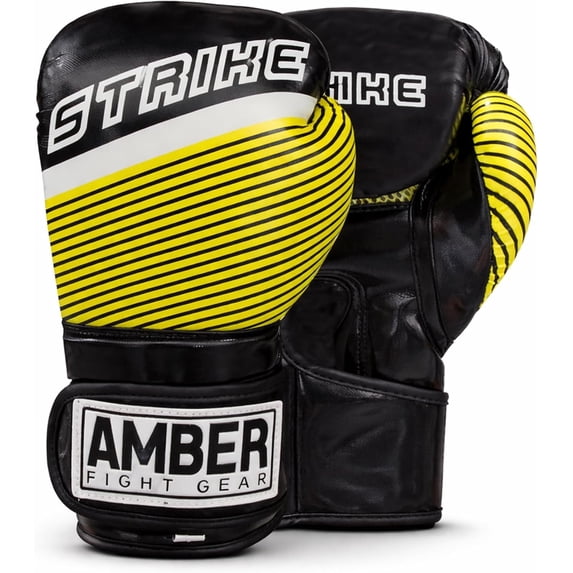 Strike v1.0 Training Gloves Boxing Kickboxing Muay Thai Durable PU Leather Multi Layer Foam Shock Absorption Secure Wrist Support Breathable Design, 16oz