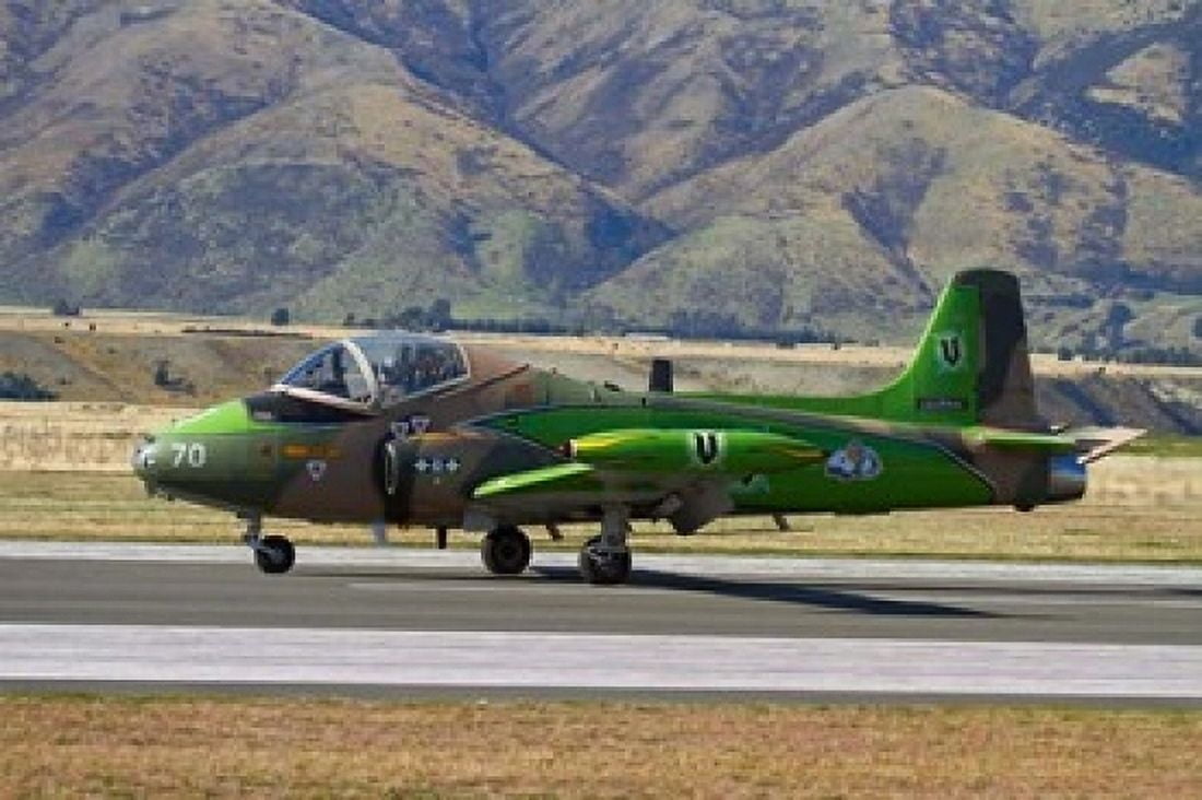 Strikemaster jet Warbirds over Wanaka War plane South Island New Zealand Canvas Art - David Wall DanitaDelimont (36 x 24)