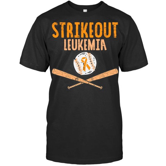 Strikeout Leukemia Baseball Orange Ribbon Graphic T-Shirt