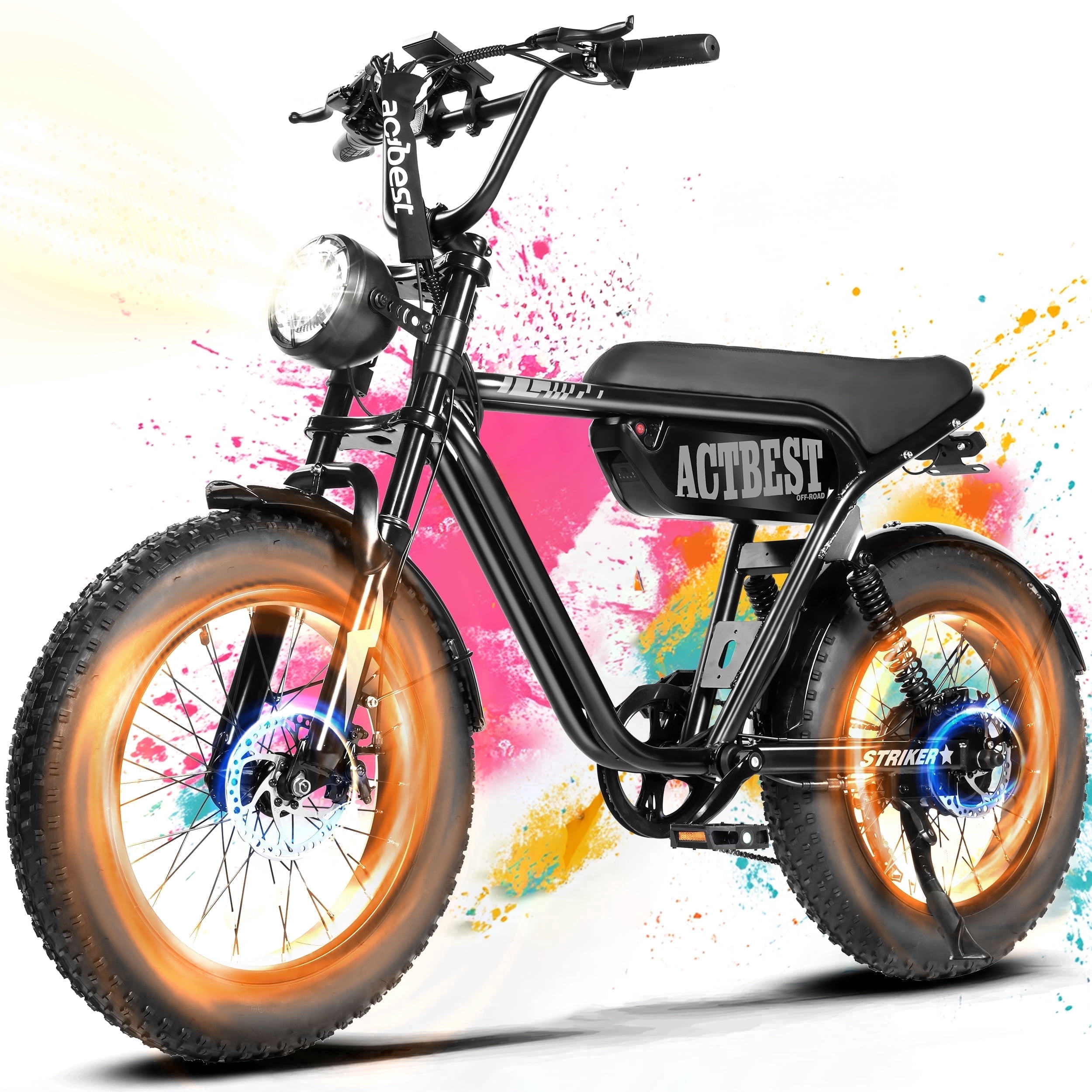 Electric Bike for Adults, Peak 1500W 28 MPH Fat Tire All-Terrain Electric Motorcycle, Full Suspension Mountain Electric Dirt Bike for Men/ Women Black & Gray