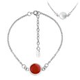 thumbnail image 1 of Striking Double-Sided Red Coral and White Shell Sterling Silver Bracelet, 1 of 6