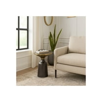 Striking End Table, Side Table, or Small Night Stand for Room Decor - Two-Tone Metal Accent Table with Marble Top for Small Spaces - Modern Table for Bedroom or Living Room Decor - 20", Green & Black