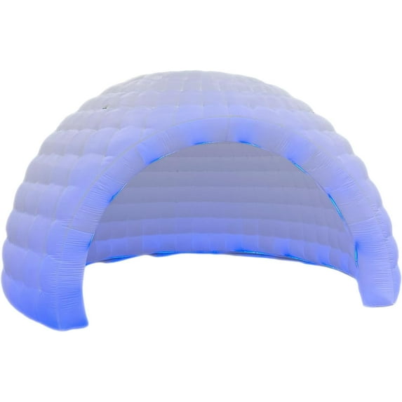 Striking Inflatable Igloo Dome Tent with Led Strips & Big Opening Outdoor Portable Nightclub Disco Igloo Party Wedding House White Oxford Air Marquee for Events (16.4Ft 5m D)