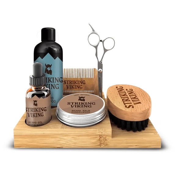 Striking Viking Bamboo Beard Care Caddy Organizer Wooden Grooming Storage Holder Bathroom Organizer