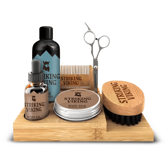 Striking Viking Wooden Beard Care Caddy Organizer for Men