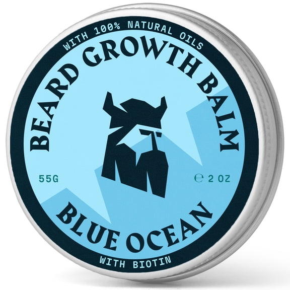 Striking Viking Beard Growth Balm with Biotin for Men 2 Oz, Blue Ocean