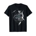 thumbnail image 1 of Striking Wolf Portrait with Blue Eyes T-Shirt | Bold Animal Motif Graphic Tee, 1 of 5