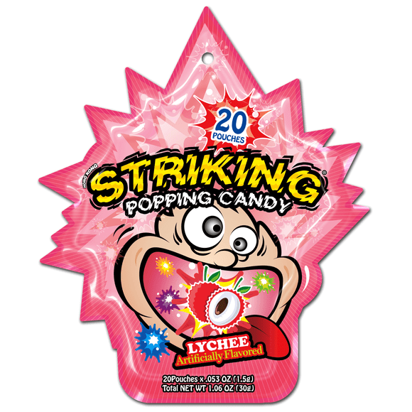 Striking popping candy - Lychee  (20 Pouches) 30g - 4 Packs