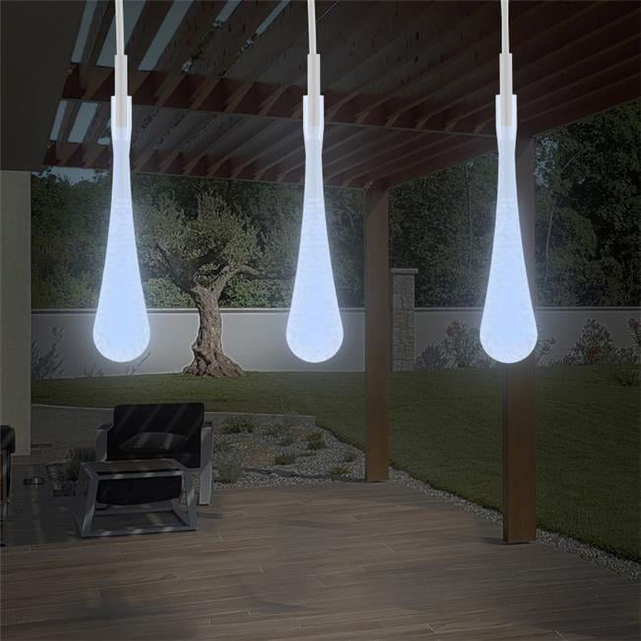 Cool White Solar Powered Outdoor LED String Lights, 20.5 Feet