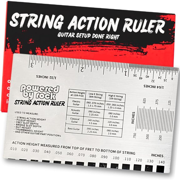 String Action Gauge for Guitars - Precision Setup Tool for Accurate Neck Relief, String Height, and Bridge Adjustments - String Action Ruler with Easy-to-Read Markings$$Music