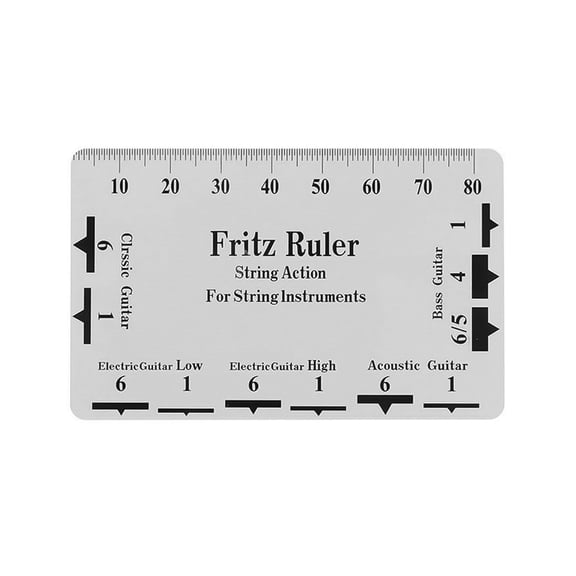 String Action Gauge for Classical, Electric, Acoustic, and Bass Guitars with Multiple Calibrations and Durable Plastic Construction