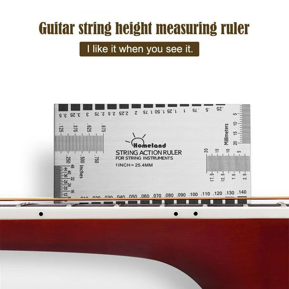 String Action Ruler Guitar Setup Luthier Measuring Tool Fits for Electric, Acoustic & Bass Guitar, 89 X 51 X 0.6 Mm